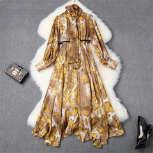 Load image into Gallery viewer, Fashion Runway Spring Dress 2020 New Woman Clothes Elegant Long Sleeve Snakeskin Print Vintage Irregular Holiday Chiffon Dress
