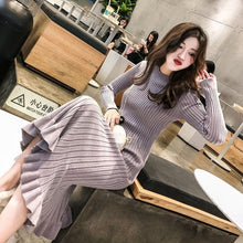 Load image into Gallery viewer, Vangull Women Sweater Dress Autumn Winter Clothes New Fashion Ruffle Long Sleeve Knitted Dress Women Casual Knee Length Dress
