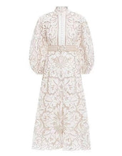 Load image into Gallery viewer, DEAT 2020 new spring and summer fashion women clothes turtleneck lantern sleeves belts lace hollow out dress vacation WK16700L
