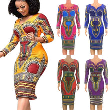 Load image into Gallery viewer, NEW African Dresses for Women Dashiki Fashion Printed Long Maxi Dress African V-neck Ladies Clothes Casual Robe Party Sexy Dress
