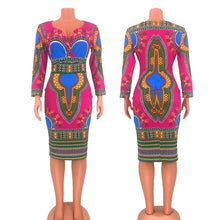 Load image into Gallery viewer, NEW African Dresses for Women Dashiki Fashion Printed Long Maxi Dress African V-neck Ladies Clothes Casual Robe Party Sexy Dress

