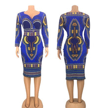 Load image into Gallery viewer, NEW African Dresses for Women Dashiki Fashion Printed Long Maxi Dress African V-neck Ladies Clothes Casual Robe Party Sexy Dress
