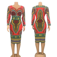 Load image into Gallery viewer, NEW African Dresses for Women Dashiki Fashion Printed Long Maxi Dress African V-neck Ladies Clothes Casual Robe Party Sexy Dress
