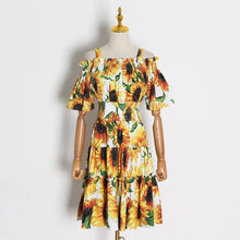 Load image into Gallery viewer, TWOTWINSTYLE Print Hit Color Women's Dress Square Collar Off Shoulder Half Sleeve High Waist Mini Dresses Female Clothes Fashion
