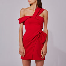Load image into Gallery viewer, GALCAUR Sexy Ruched Party Dress Female Asymmetrical Collar Off Shoulder Large Size Mini Dresses Women Clothes 2020 Fashion New
