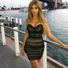 Load image into Gallery viewer, NewAsia 2 Layers Mesh Summer Dress Women Strapless Off Shoulder Sexy Dress 2020 Elastic Bodycon Party Dresses Elegant Clothes
