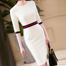 Load image into Gallery viewer, 2020 New Arrival Elegant O Neck Dresses Women High Quality Office Lady Formal Business Work Slim Pencil Dress Clothes Plus Size
