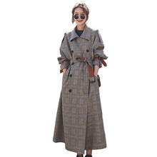 Load image into Gallery viewer, Chic Plaid Trench Coats Women Clothes Spring 2020 England Wind Coat Lapel Sashes Long Windbreaker Ladies Loose King-size Coats
