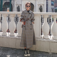 Load image into Gallery viewer, Chic Plaid Trench Coats Women Clothes Spring 2020 England Wind Coat Lapel Sashes Long Windbreaker Ladies Loose King-size Coats
