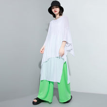Load image into Gallery viewer, [EAM]  Asymmetrical Vent Two Pieces Suit New Round Neck Long Sleeve Black Loose Women Fashion Tide Spring Autumn 2020 1U052
