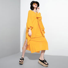 Load image into Gallery viewer, [EAM]  Asymmetrical Vent Two Pieces Suit New Round Neck Long Sleeve Black Loose Women Fashion Tide Spring Autumn 2020 1U052

