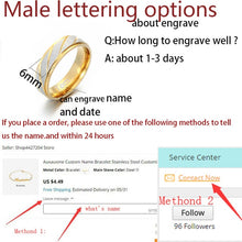Load image into Gallery viewer, Auxauxme Titanium Steel Engrave name Lovers Couple Rings Gold Wave Pattern Wedding Promise Ring For Women Men Engagement Jewelry
