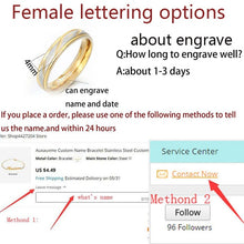 Load image into Gallery viewer, Auxauxme Titanium Steel Engrave name Lovers Couple Rings Gold Wave Pattern Wedding Promise Ring For Women Men Engagement Jewelry
