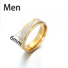 Load image into Gallery viewer, Auxauxme Titanium Steel Engrave name Lovers Couple Rings Gold Wave Pattern Wedding Promise Ring For Women Men Engagement Jewelry
