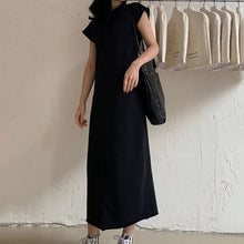 Load image into Gallery viewer, TWOTWINSTYLE Causal Loose Dresses For Female O Neck Short Sleeve Side Split High Waist Midi Dress Women Clothes Fashion 2020 New
