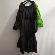 Load image into Gallery viewer, CHICEVER 2020 Ruched Loose Dress For Female Slash Neck Puff Long Sleeve Oversize Casual Maxi Dresses Women Fashion Clothes New
