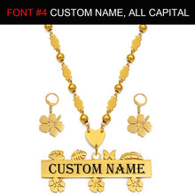 Load image into Gallery viewer, Anniyo Customize Capital Letters Necklace Earrings Set Women Men Girs,Personalized Guam Hawaiian Chuuk Kiribati Jewelry #150121B
