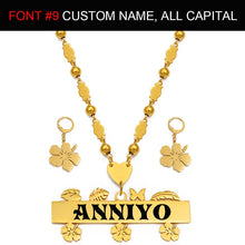 Load image into Gallery viewer, Anniyo Customize Capital Letters Necklace Earrings Set Women Men Girs,Personalized Guam Hawaiian Chuuk Kiribati Jewelry #150121B
