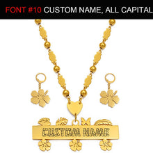 Load image into Gallery viewer, Anniyo Customize Capital Letters Necklace Earrings Set Women Men Girs,Personalized Guam Hawaiian Chuuk Kiribati Jewelry #150121B
