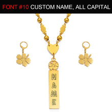 Load image into Gallery viewer, Anniyo Customize Capital Letters Necklace Earrings Set Women Men Girs,Personalized Guam Hawaiian Chuuk Kiribati Jewelry #150121B
