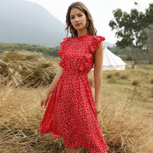Load image into Gallery viewer, Summer Chiffon Dress Women Floral Print Ruffle A-line Sundress Dress Casual Fit Women Clothes 2020 Holiday Red Vintage Dresses
