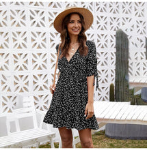 Load image into Gallery viewer, Dress Women Black Floral Print Ruffle Casual Mini Short Sundresses Ladies Spring Summer Fitted Clothing 2020 Red Holiday Clothes
