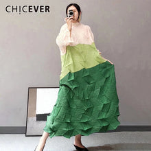 Load image into Gallery viewer, CHICEVER Patchwork Hit Color Women's Dress Stand Collar Long Sleeve Oversize Loose Maxi Dresses Female 2020 Fashion Clothes New
