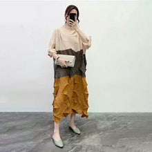 Load image into Gallery viewer, CHICEVER Patchwork Hit Color Women's Dress Stand Collar Long Sleeve Oversize Loose Maxi Dresses Female 2020 Fashion Clothes New
