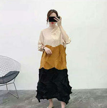 Load image into Gallery viewer, CHICEVER Patchwork Hit Color Women's Dress Stand Collar Long Sleeve Oversize Loose Maxi Dresses Female 2020 Fashion Clothes New
