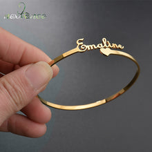 Load image into Gallery viewer, Nextvance Customized Nameplate Name Bracelet Personalized Custom Cuff Bangles  Women Men Rose Gold Stainless Steel Jewelry
