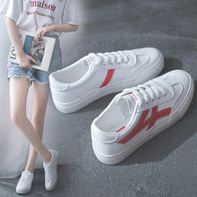 Load image into Gallery viewer, HOT Women Sneakers 2020 Fashion Breathble Vulcanized Shoes Women Pu leather Platform Shoes Women Lace up Casual Shoes White
