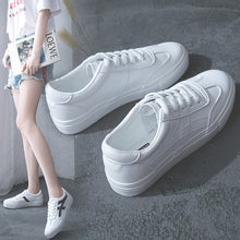 Load image into Gallery viewer, HOT Women Sneakers 2020 Fashion Breathble Vulcanized Shoes Women Pu leather Platform Shoes Women Lace up Casual Shoes White

