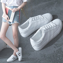 Load image into Gallery viewer, HOT Women Sneakers 2020 Fashion Breathble Vulcanized Shoes Women Pu leather Platform Shoes Women Lace up Casual Shoes White
