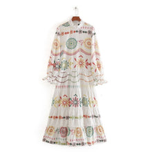Load image into Gallery viewer, YNZZU Vintage Print Loose Women Maxi Dresses 2020 Spring Summer Long Sleeve Ruffled Female Long Dresses Clothes Vestidos AD484
