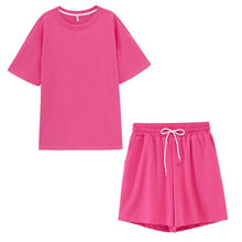 Load image into Gallery viewer, toppies summer tracksuits womens two peices set leisure outfits cotton oversized t-shirts high waist shorts candy color clothing
