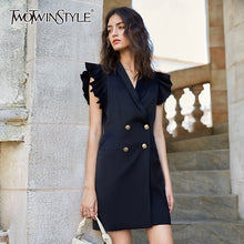 Load image into Gallery viewer, TWOTWINSTYLE Vintage Summer Dress Women V Neck Butterfly Short Sleeve High Waist Tunic Mini Dresses Female Fashion Clothes Tide
