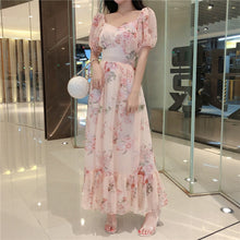 Load image into Gallery viewer, Summer Dress 2020 Women Clothes French Vintage Elegant Bubble Sleeves One Word Shoulder Dress Flower Pattern Long Dress Women
