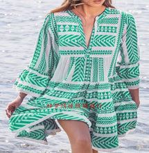Load image into Gallery viewer, Ladies Loose Beach Dresses Short Boho Clothes For Women Trendy Dress 2019 Sukienki Damskie Casual Sun Large Size Elegant Dress
