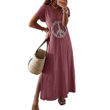 Load image into Gallery viewer, 2020 summer New hot easy women's dress cotton big size loose split print casual straight long dress Home clothes direct deal
