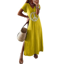 Load image into Gallery viewer, 2020 summer New hot easy women's dress cotton big size loose split print casual straight long dress Home clothes direct deal
