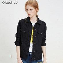 Load image into Gallery viewer, Solid Turn-down Collar Jean Jacket for Women Loose Casual Blue Fashionable Women Coats Female outwear Denim Feminine
