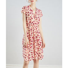 Load image into Gallery viewer, SuyaDream Woman Floral Dress 100%Silk V neck Elegant Wrap Empire Dress Women 2020 Summer Sash Midi Dresses Silk Clothes Vestidos
