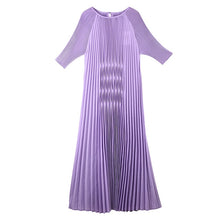 Load image into Gallery viewer, LANMREM 2020 summer new three quarter sleeve pleated dresses for women O-neck high quality solid color women's clothes AP487
