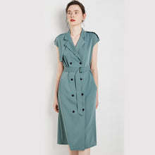 Load image into Gallery viewer, Women's dress 2020 summer new Korean fashion medium length suit collar shirt dress high waist slim dress large women's clothes
