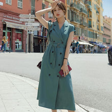 Load image into Gallery viewer, Women's dress 2020 summer new Korean fashion medium length suit collar shirt dress high waist slim dress large women's clothes
