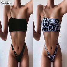 Load image into Gallery viewer, Catei Karrui 2020 new women's swimsuit chain one shoulder bikini beach swimsuit sexy bikini essential for seaside travel
