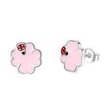 Load image into Gallery viewer, 2019 Fashion Jewelry Christmas Stud Earrings Animal Ladybug Clover Heart 925 Sterling Silver Small Earrings for Women Kids Girls
