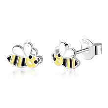 Load image into Gallery viewer, 2019 Fashion Jewelry Christmas Stud Earrings Animal Ladybug Clover Heart 925 Sterling Silver Small Earrings for Women Kids Girls
