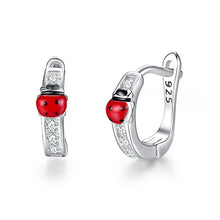 Load image into Gallery viewer, 2019 Fashion Jewelry Christmas Stud Earrings Animal Ladybug Clover Heart 925 Sterling Silver Small Earrings for Women Kids Girls
