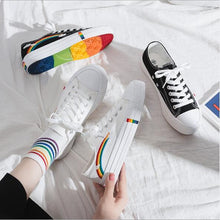 Load image into Gallery viewer, Women's Fashion 2020 Vulcanized Shoes Woman Sneakers New Rainbow Retro Canvas Shoes Flat Fashion Comfortable High Shoes Women
